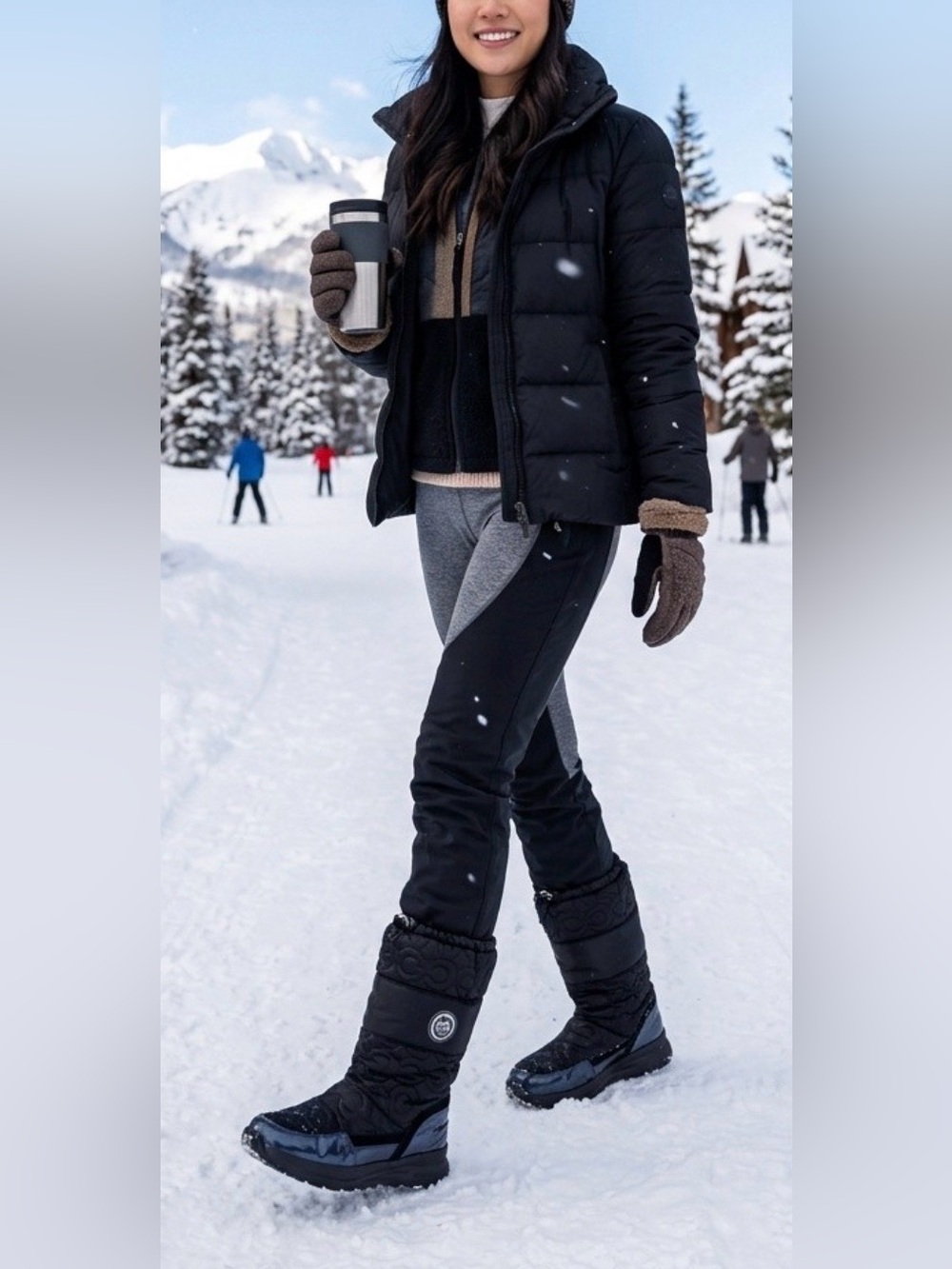 Coach Black Quilted Snow Boots Size 6